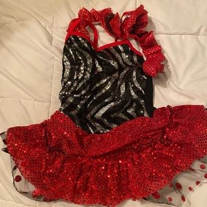 Curtain call brand costume black and red